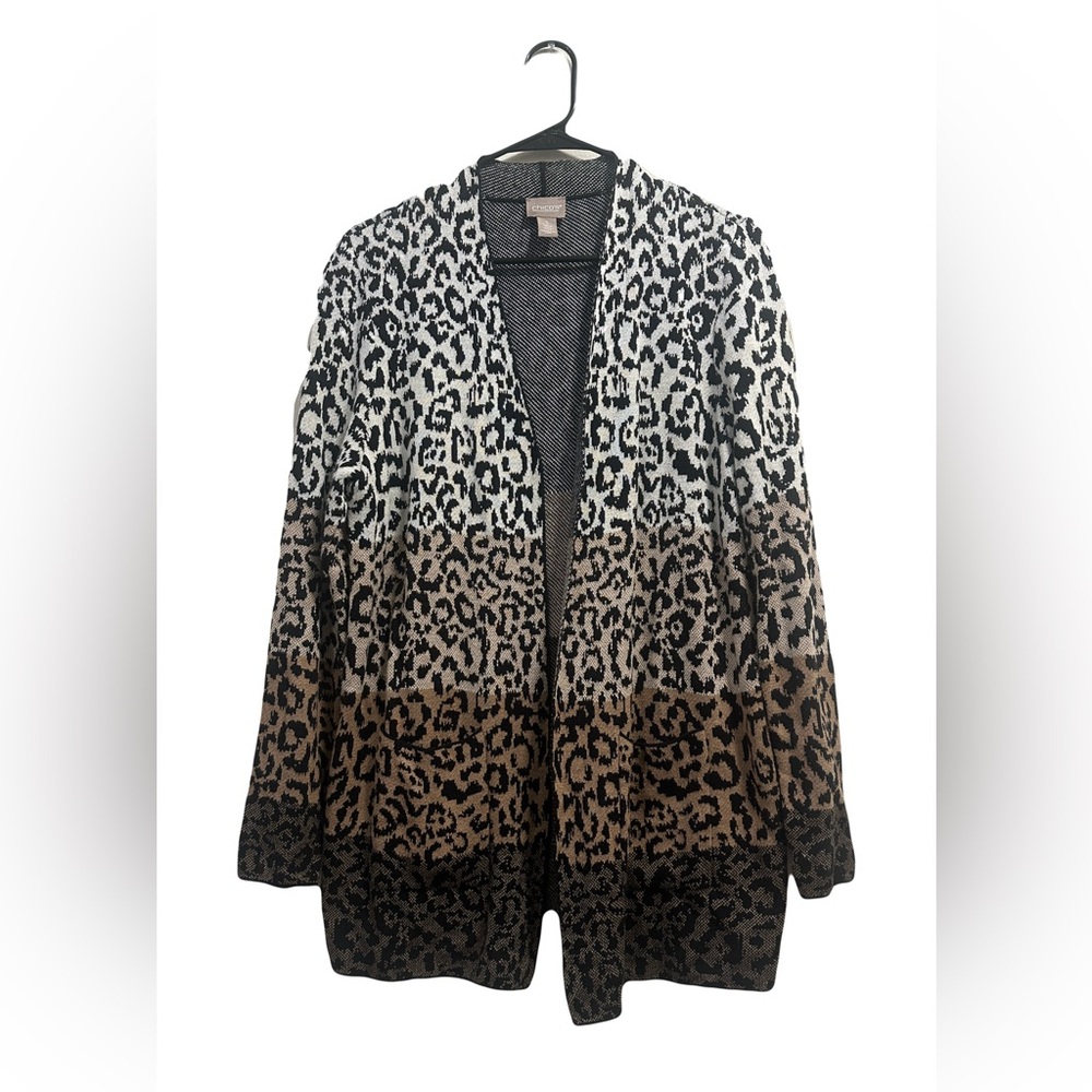 Chicos Size 1 Leopard Cardigan
